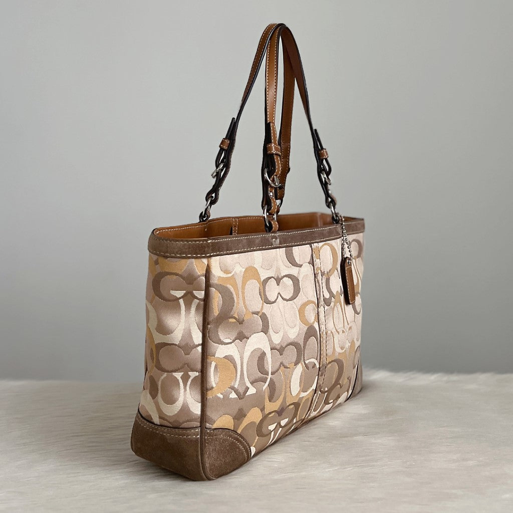 Coach Caramel Leather Monogram Patchwork Shoulder Bag