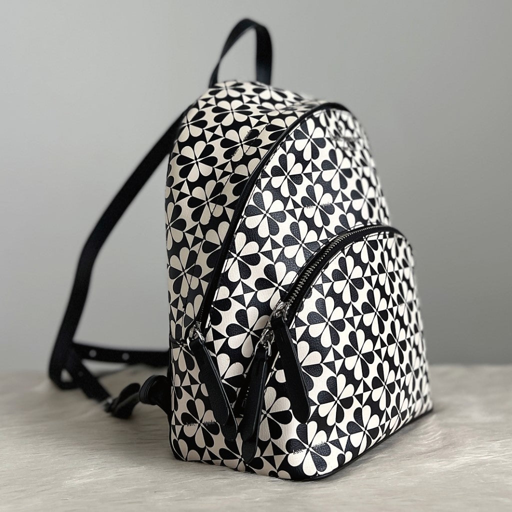 Kate Spade Heart Pattern Double Compartment Front Logo Backpack Excellent