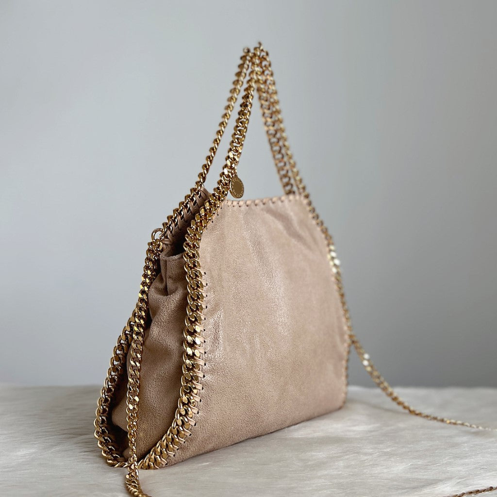 Stella Mccartney Beige Signature Falabella Gold Chain 2 Way Shoulder Bag Excellent