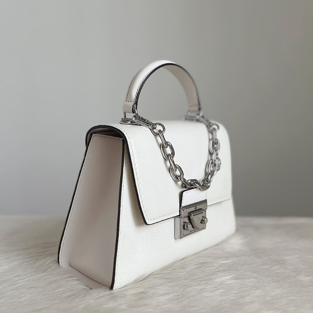 Michael Kors White Leather Chain Detail 2 Way Shoulder Bag