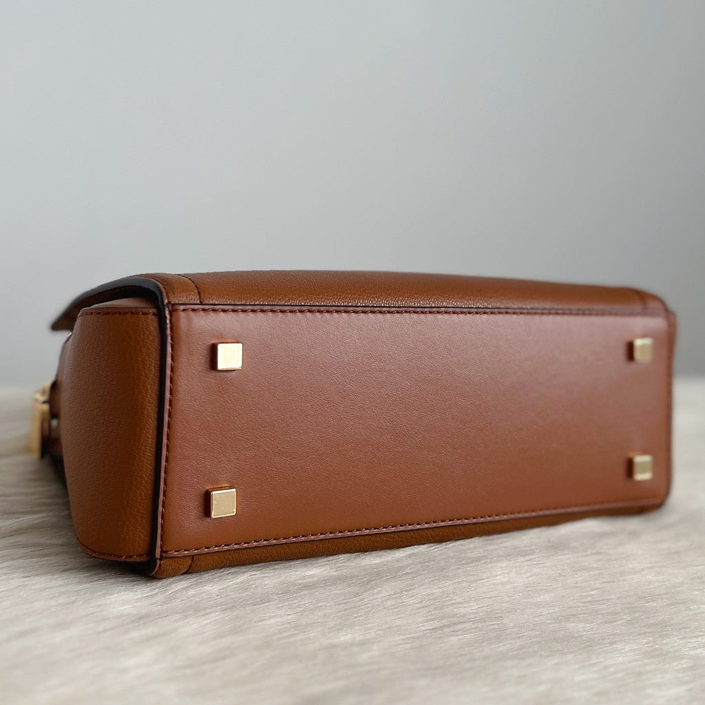 Michael Kors Caramel Leather Triple Compartment 2 Way Shoulder Bag Like New