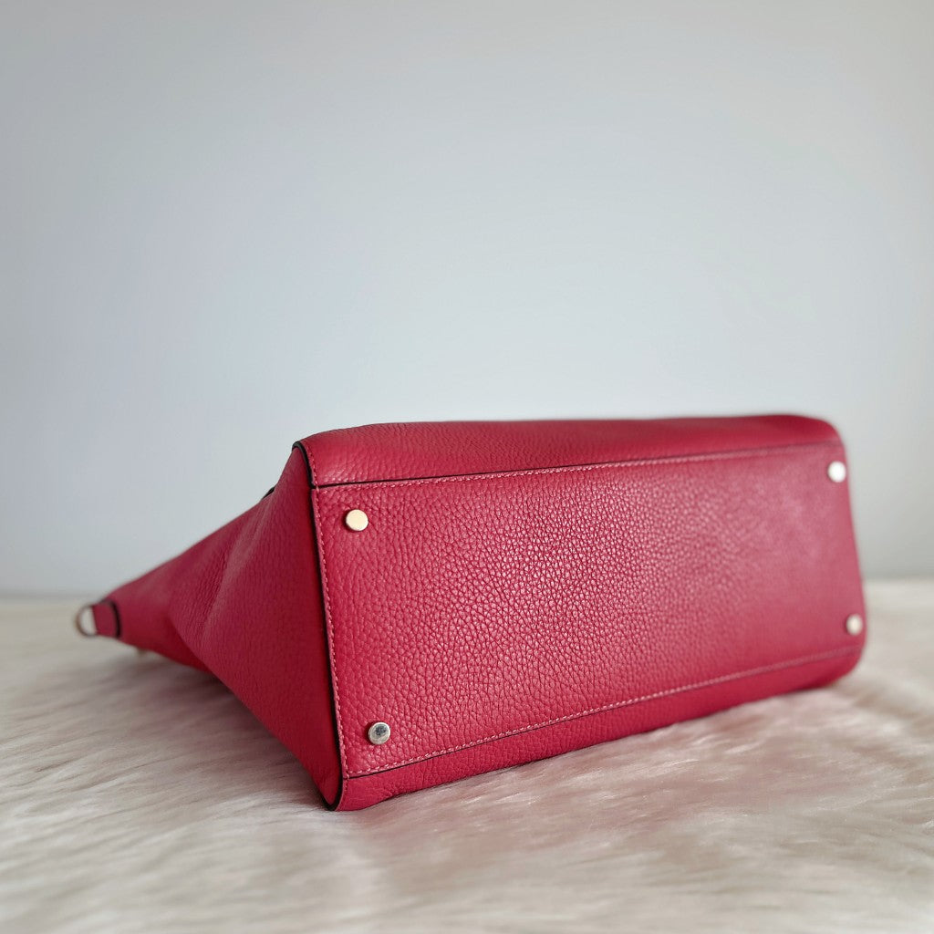 Kate Spade Fuchsia Leather Front Logo 2 Way Shoulder Bag New with Tags