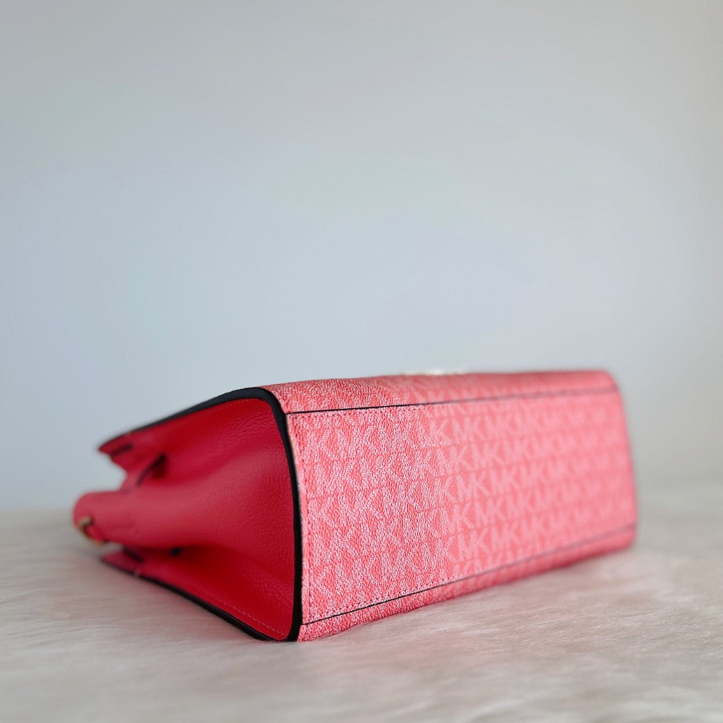 Michael Kors Pink Leather Monogram Padlock Detail 2 Way Shoulder Bag Like New