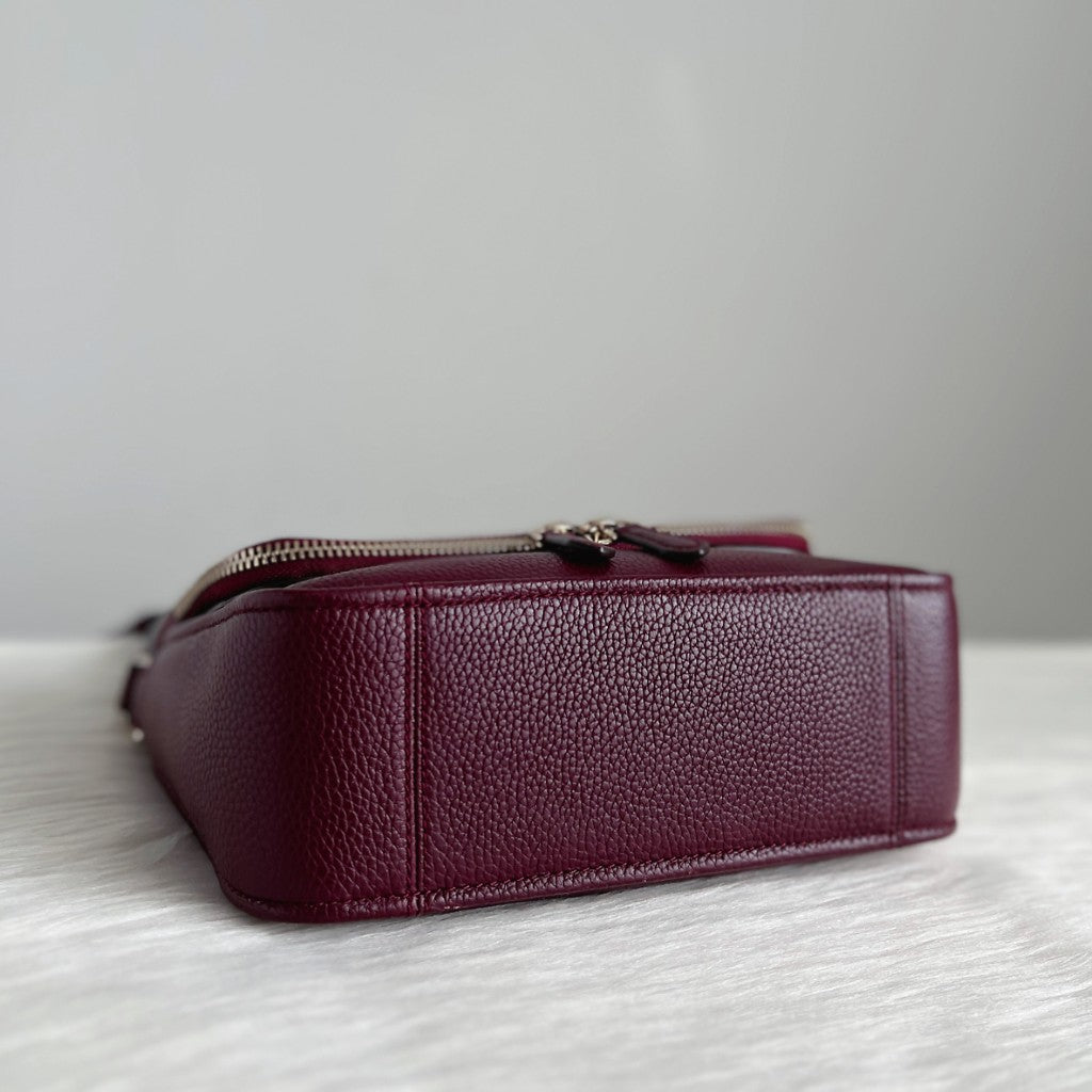 Kate Spade Bordeaux Leather Zipped Flap Crossbody Shoulder Bag Like New