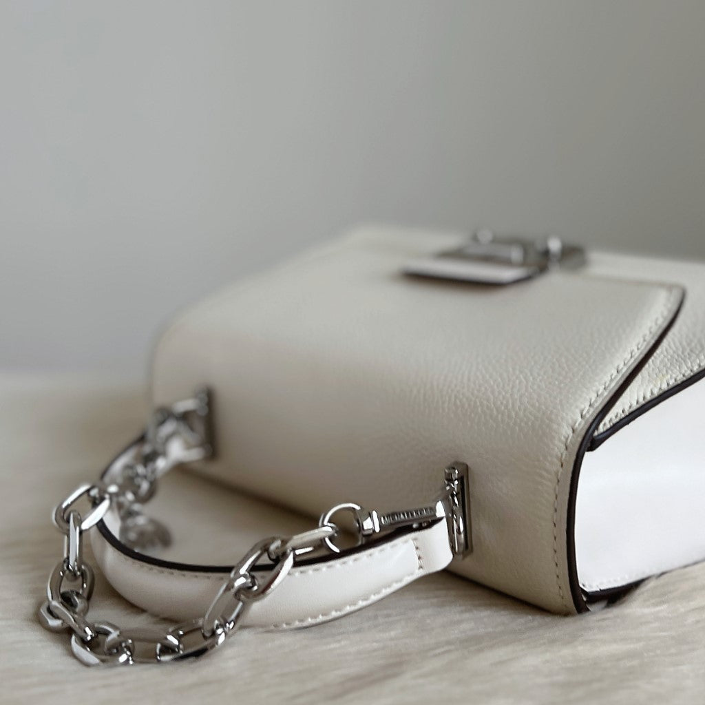 Michael Kors White Leather Chain Detail 2 Way Shoulder Bag