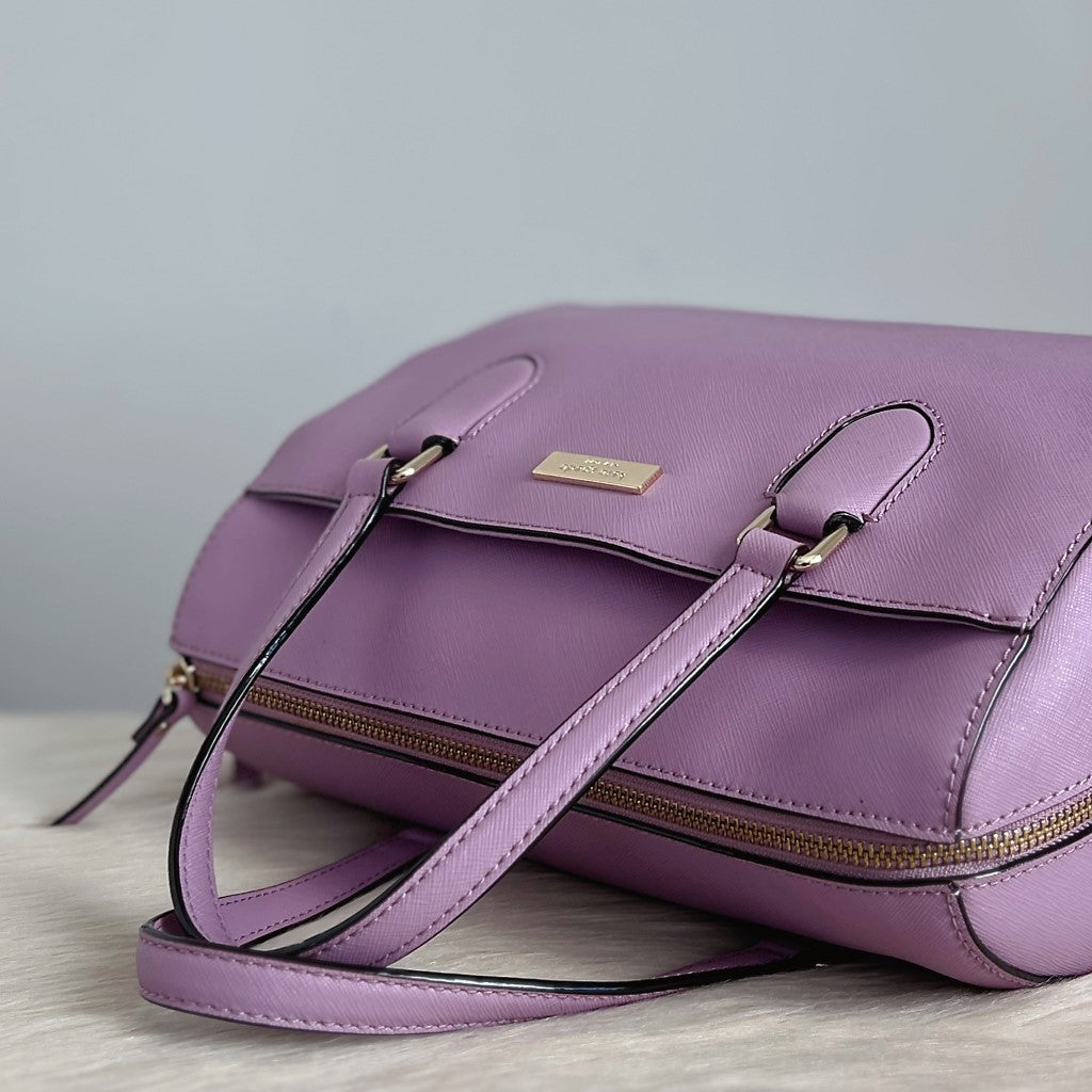 Kate Spade Lavender Leather Front Logo Boston 2 Way Shoulder Bag Excellent
