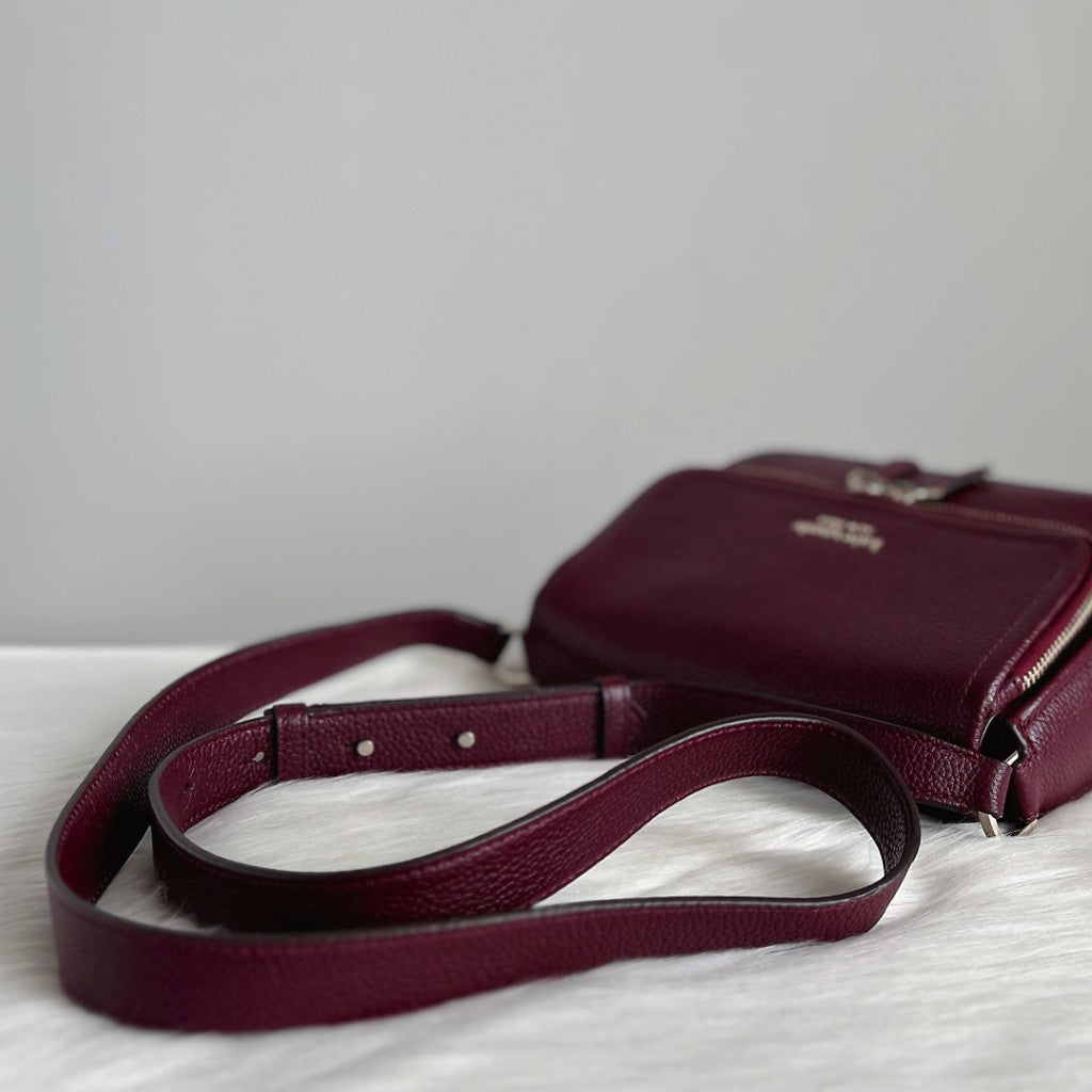 Kate Spade Bordeaux Leather Zipped Flap Crossbody Shoulder Bag Like New