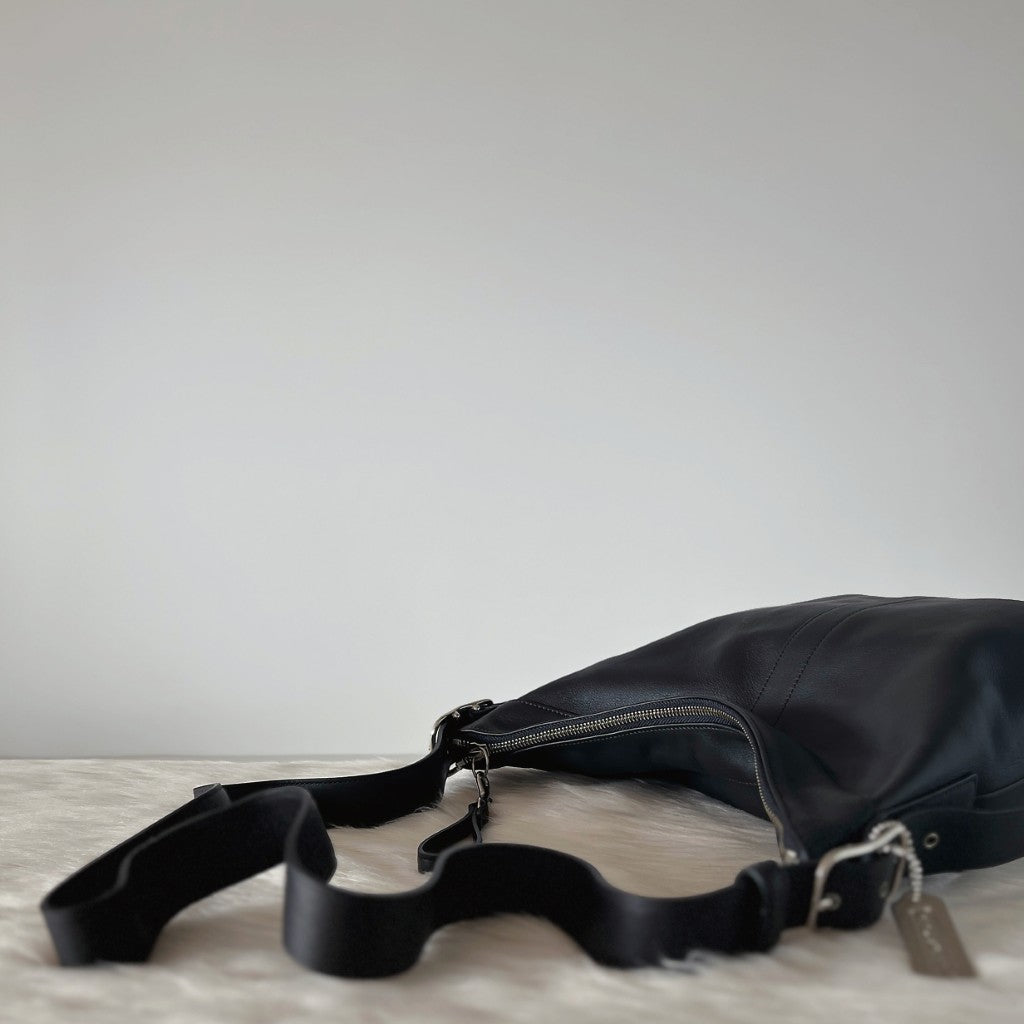Coach Black Leather Slouchy Messenger Crossbody Shoulder Bag Like New