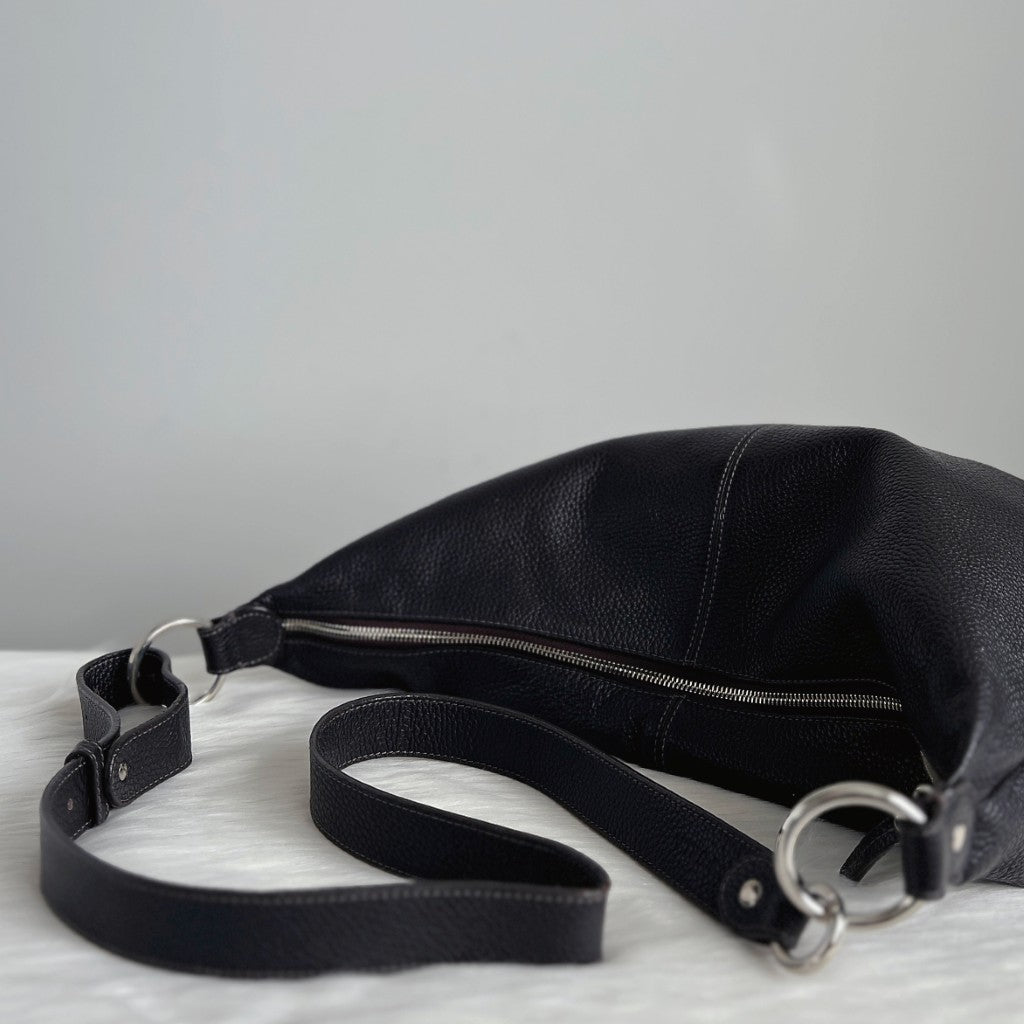 Furla Black Leather Slouchy Crossbody Shoulder Bag Excellent