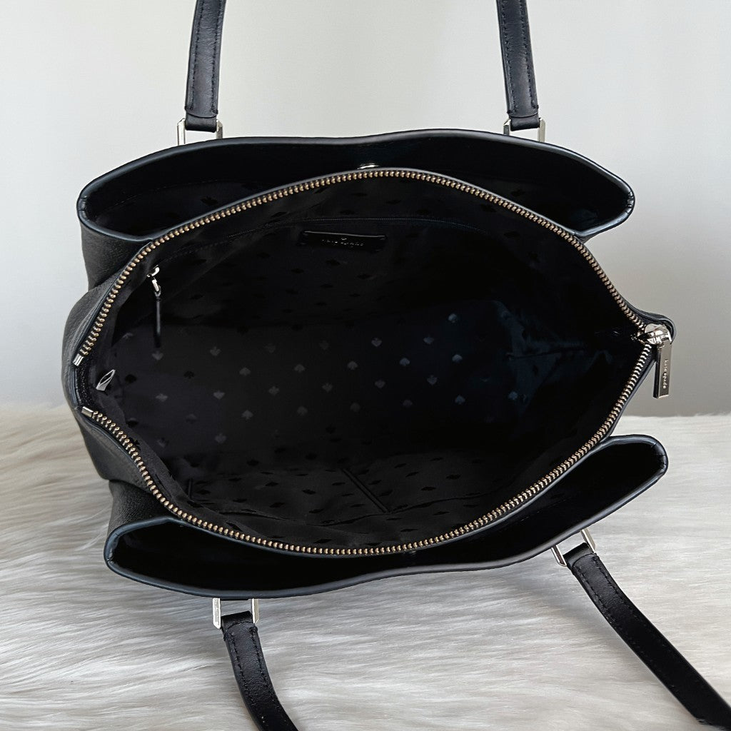 Kate Spade Black Leather Triple Compartment Shoulder Bag