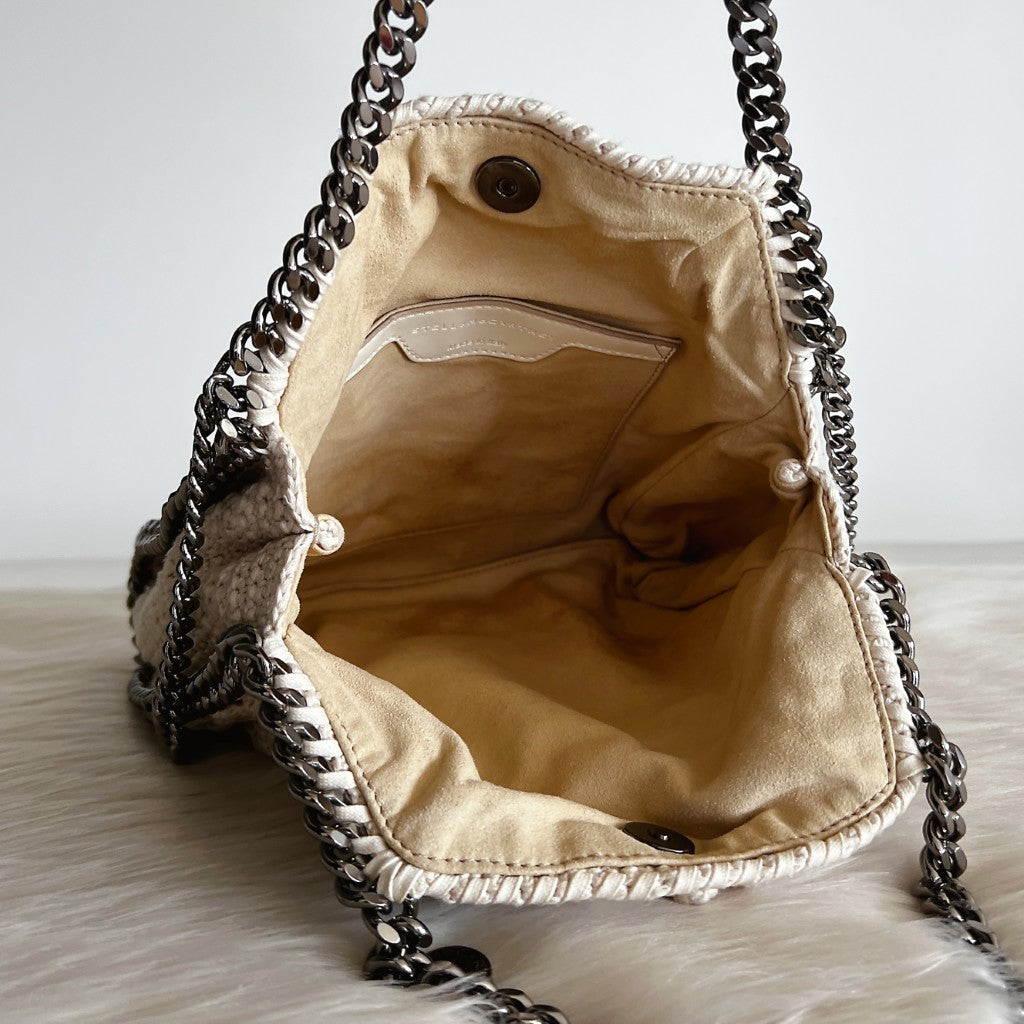 Stella Mccartney Creamy Knitted Falabella Small 2 Way Crossbody Shoulder Bag