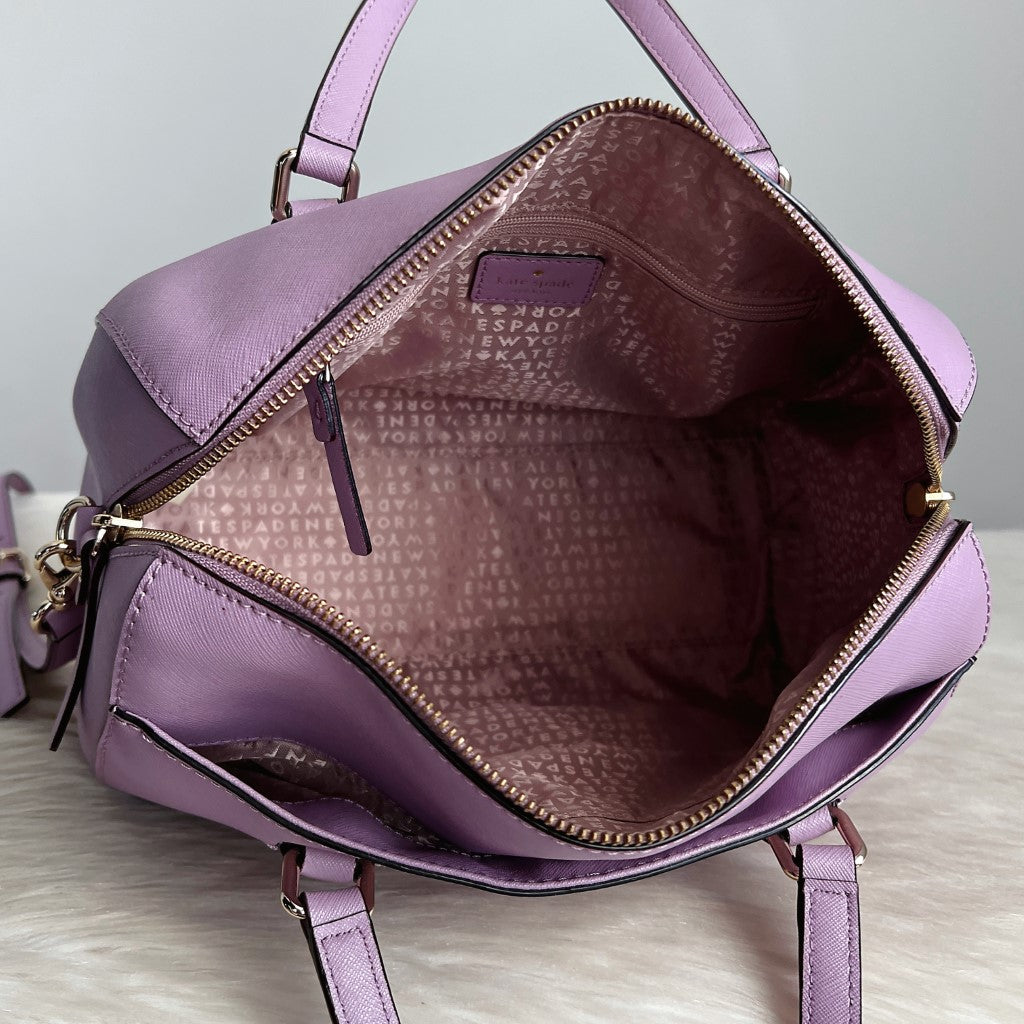 Kate Spade Lavender Leather Front Logo Boston 2 Way Shoulder Bag Excellent