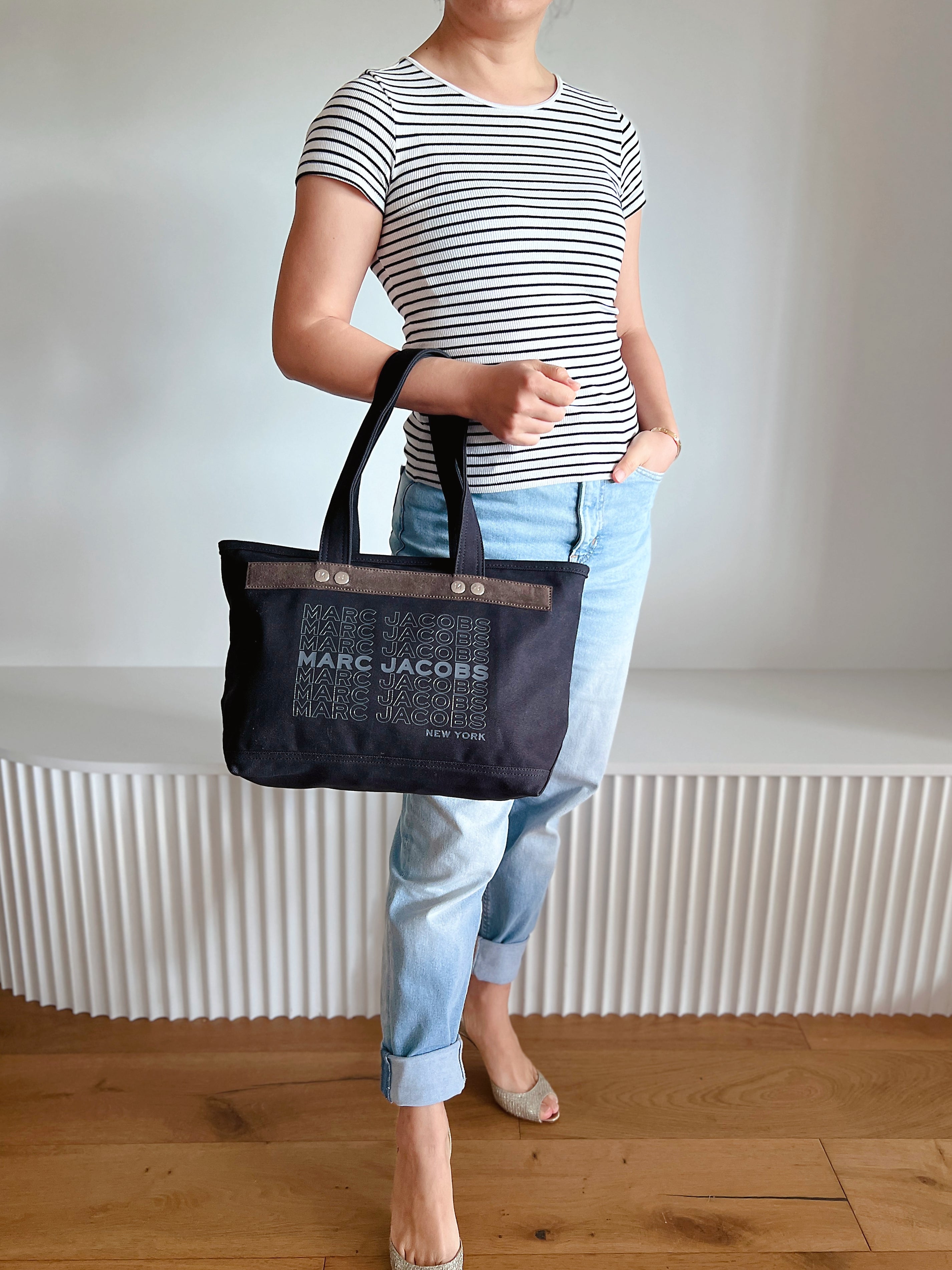 Marc Jacobs Black Front Detail Shopper Shoulder Bag Excellent