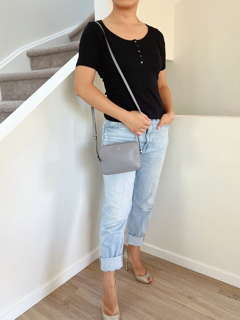 Coach Grey Leather Small Crossbody Shoulder Bag Like New