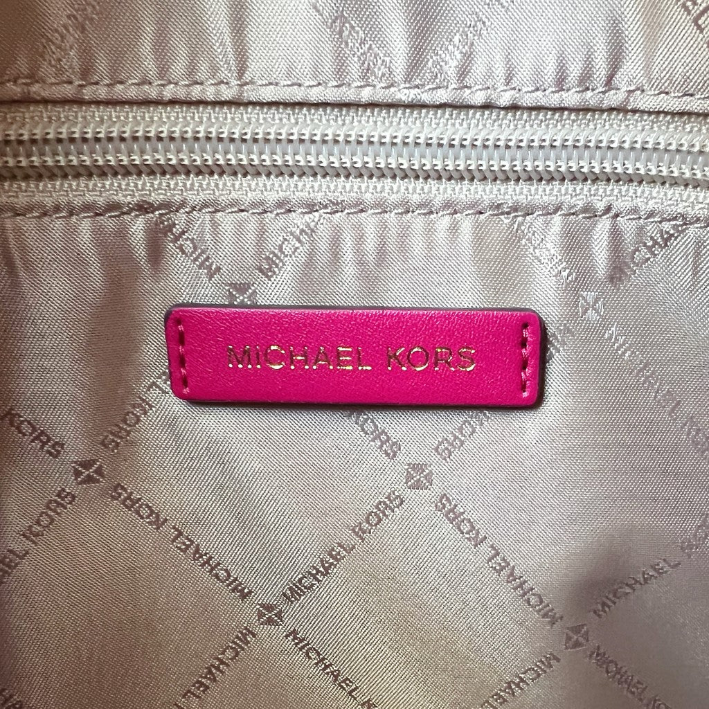 Michael Kors Fuchsia Leather MK Charm Triple Compartment 2 Way Shoulder Bag Like New