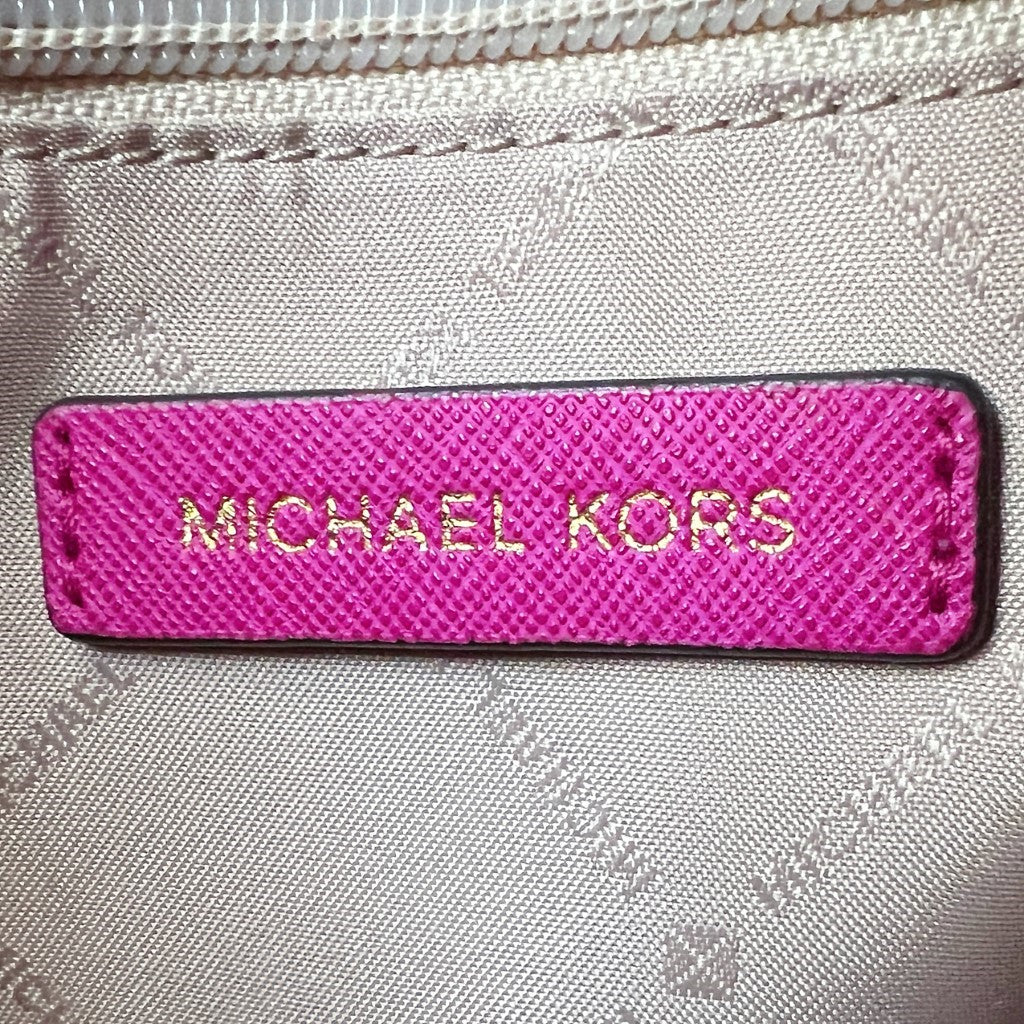 Michael Kors Fuchsia Leather MK Charm 2 Way Shoulder Bag Like New