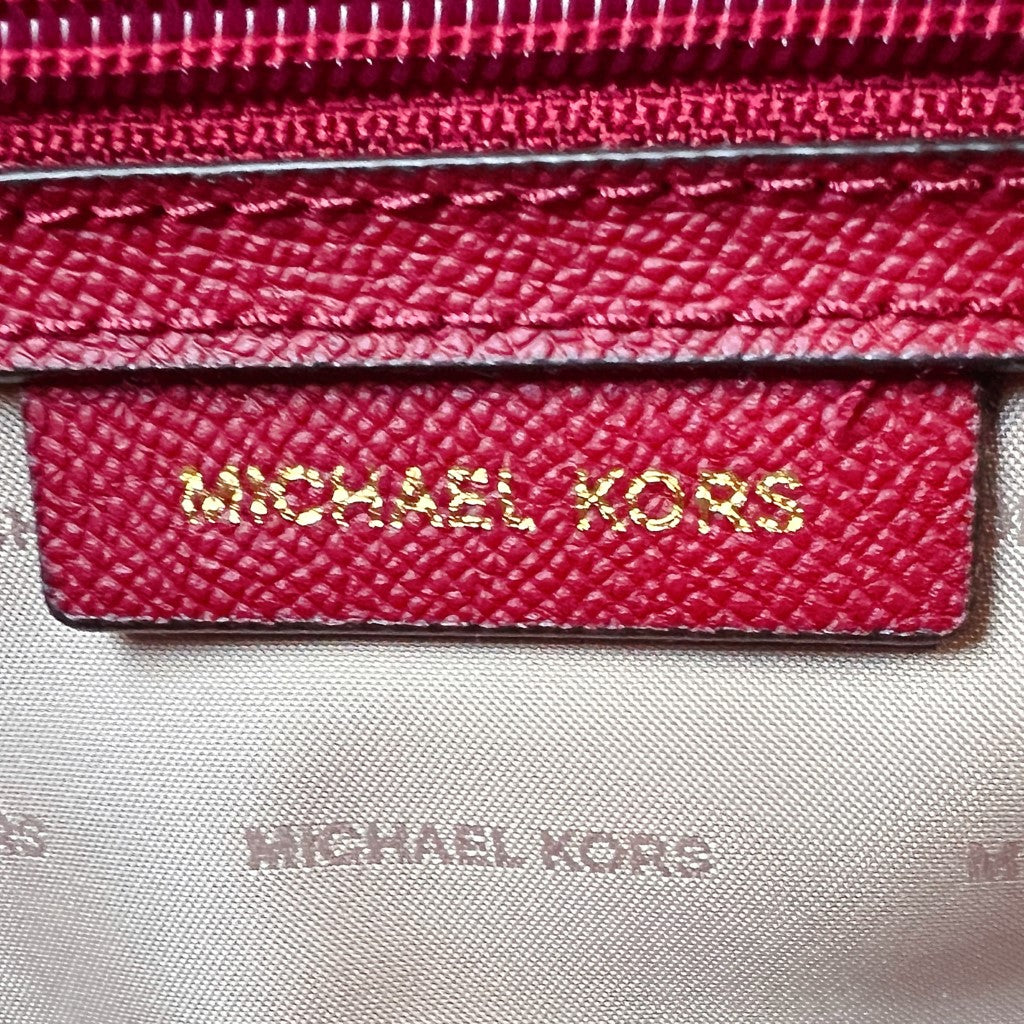 Michael Kors Maroon Leather Front Logo 2 Way Shoulder Bag Excellent