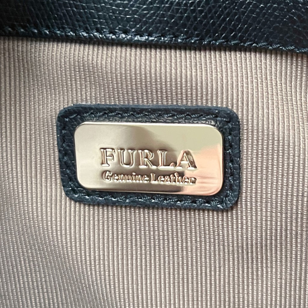 Furla Tri-Tone Leather Front Logo 2 Way Shoulder Bag Excellent