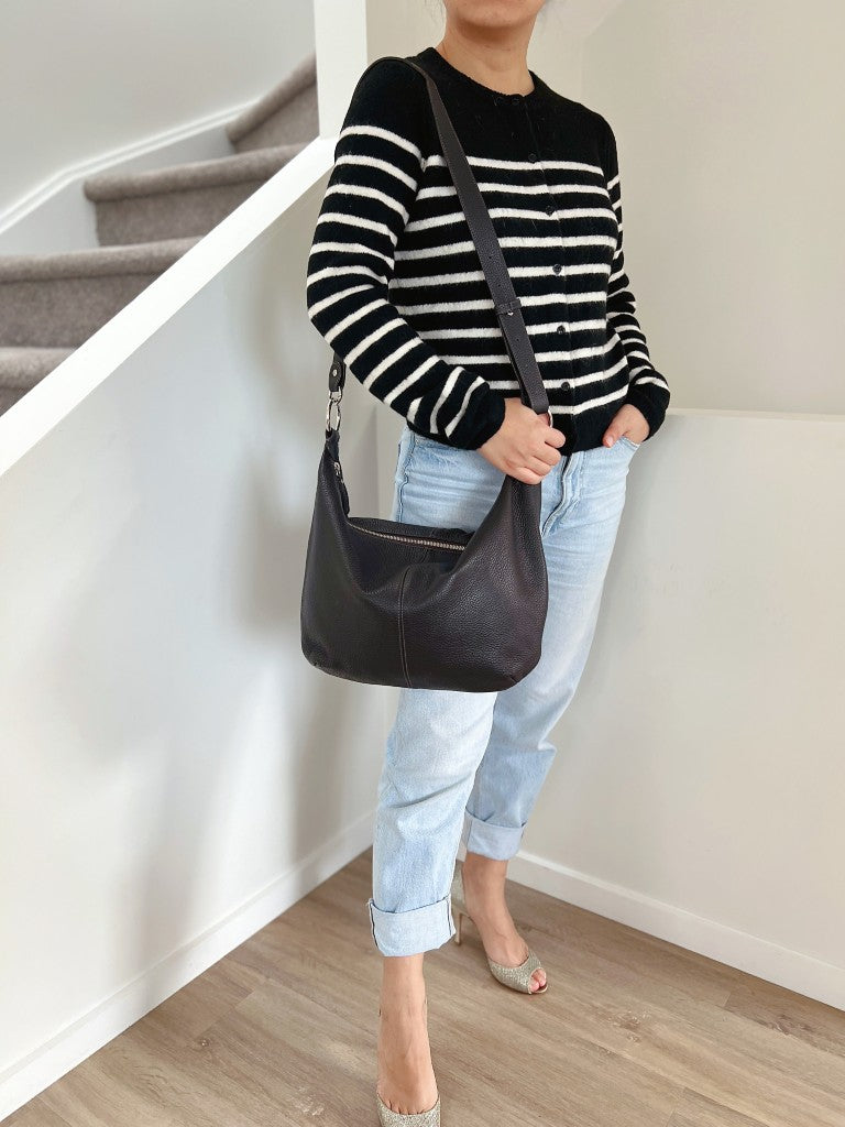 Furla Black Leather Slouchy Crossbody Shoulder Bag Excellent