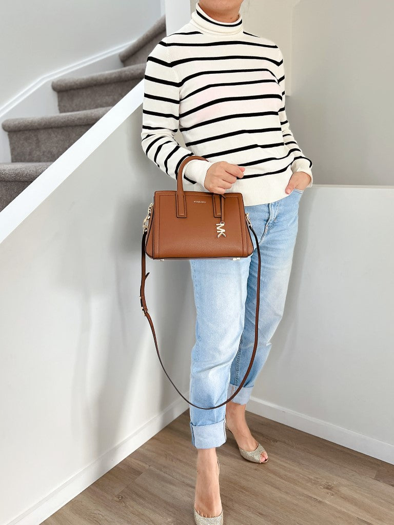 Michael Kors Caramel Leather Triple Compartment 2 Way Shoulder Bag Like New