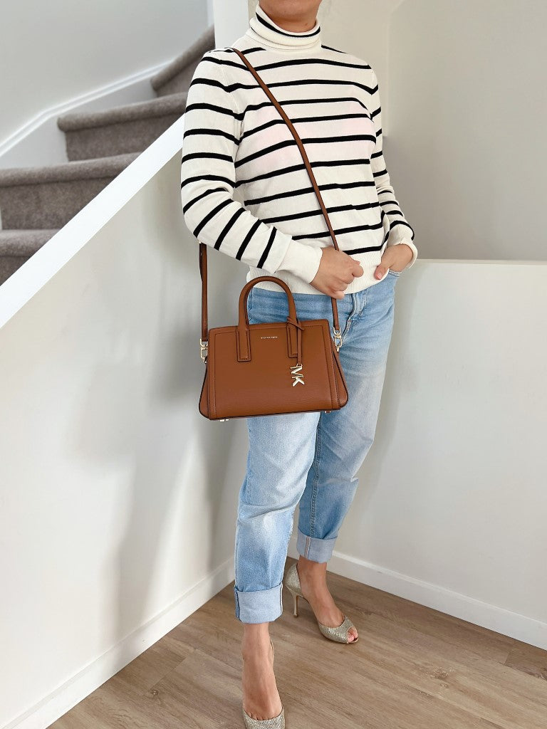 Michael Kors Caramel Leather Triple Compartment 2 Way Shoulder Bag Like New