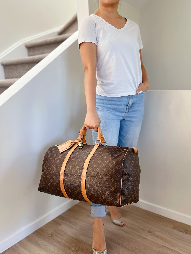 Louis Vuitton Iconic Monogram Keepall 50 Travel Bag Full Set