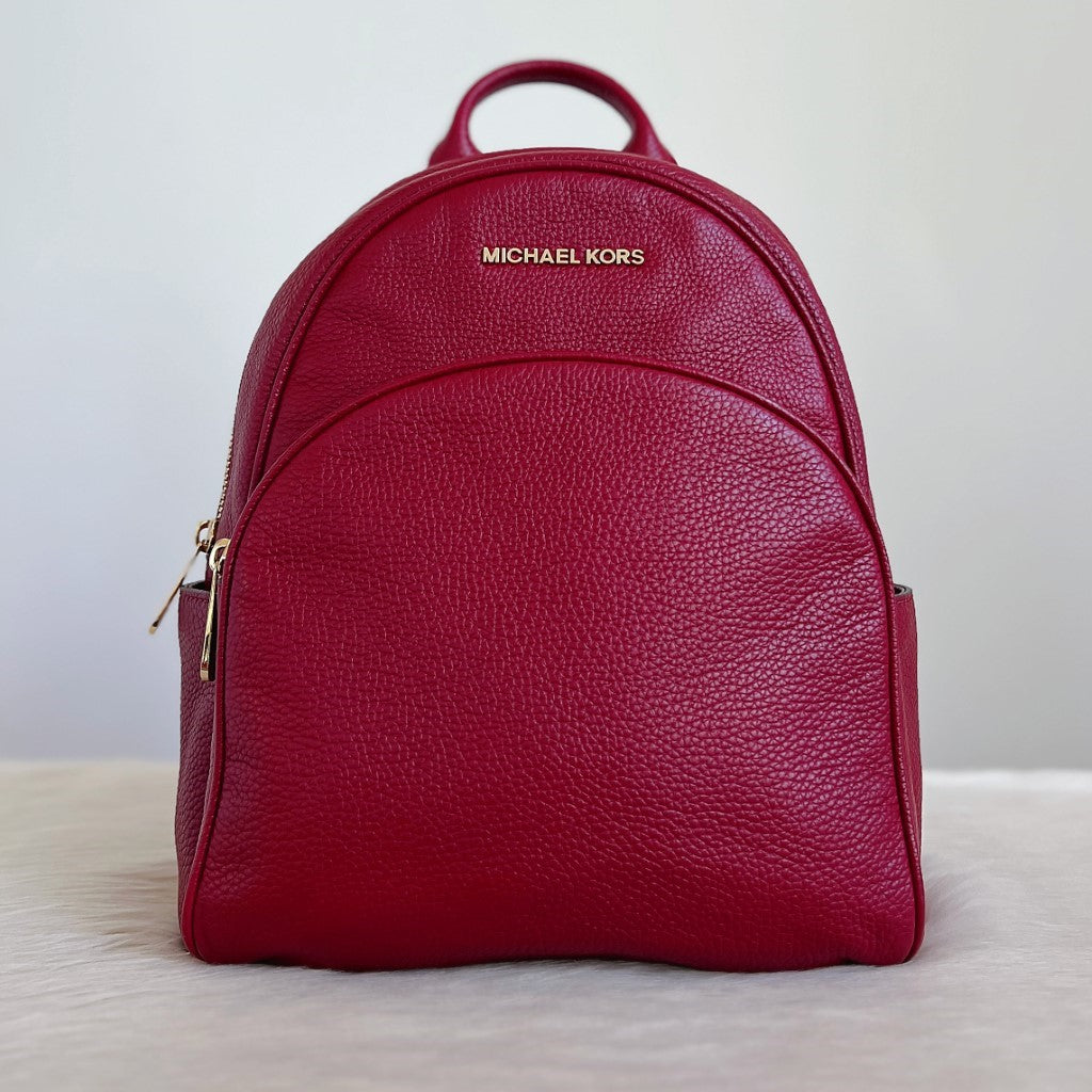 Michael Kors Maroon Leather Double Compartment Backpack Like New