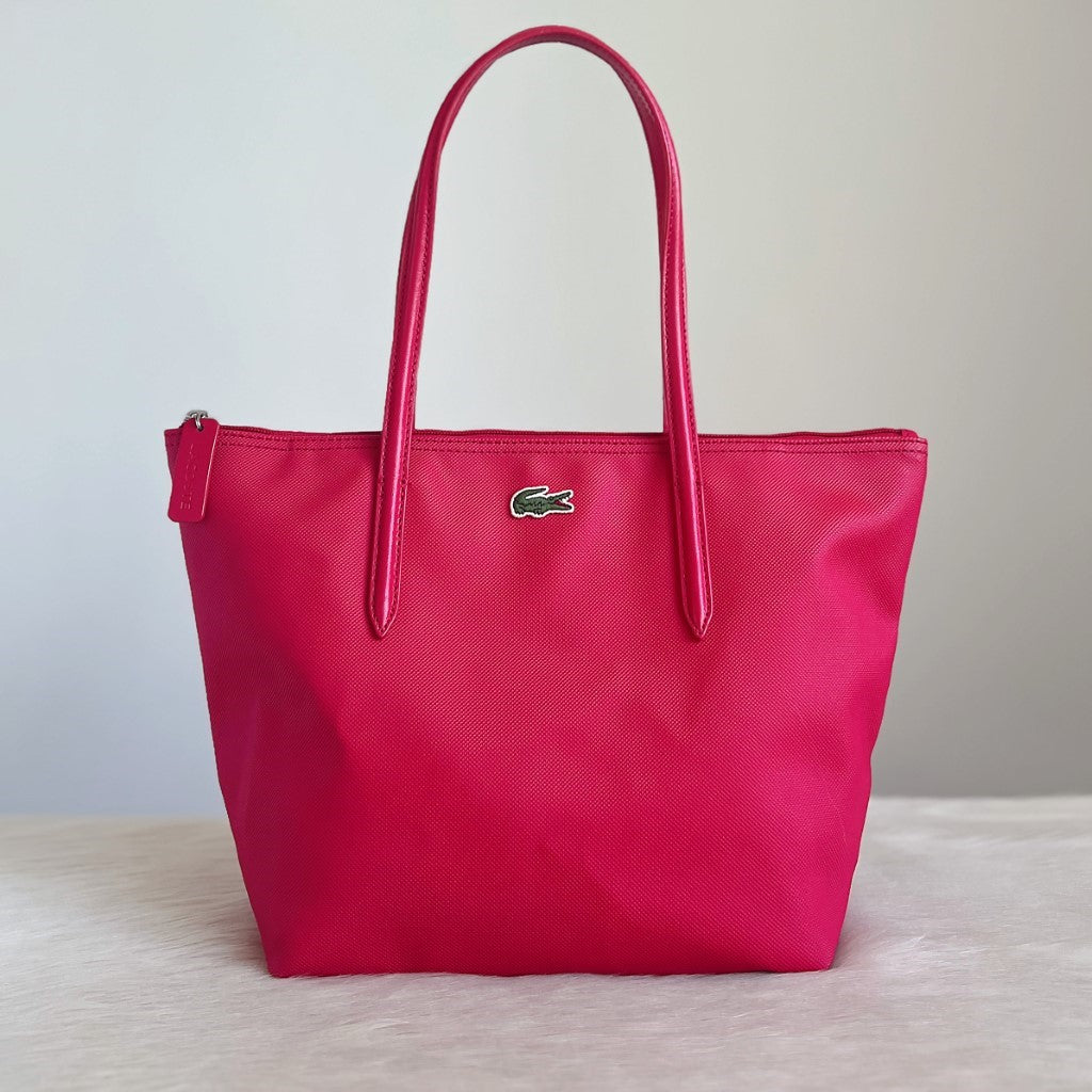 Lacoste Fuchsia Front Logo Carryall Shoulder Bag