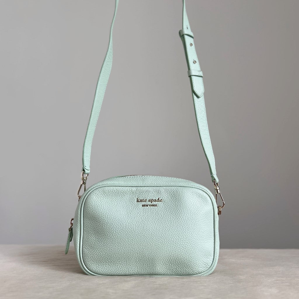 Kate Spade Mint Leather Front Logo Camera Crossbody Shoulder Bag