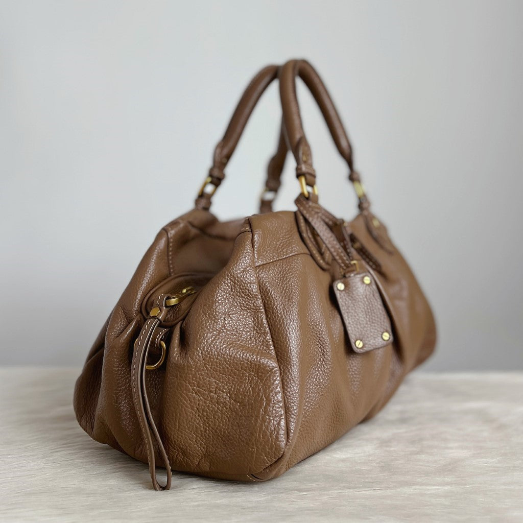 Marc Jacobs Mocha Leather Classic Q Large 2 Way Shoulder Bag Excellent