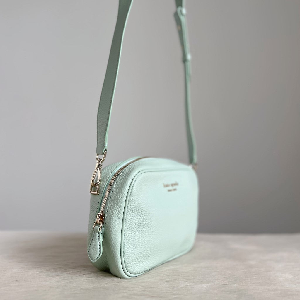 Kate Spade Mint Leather Front Logo Camera Crossbody Shoulder Bag