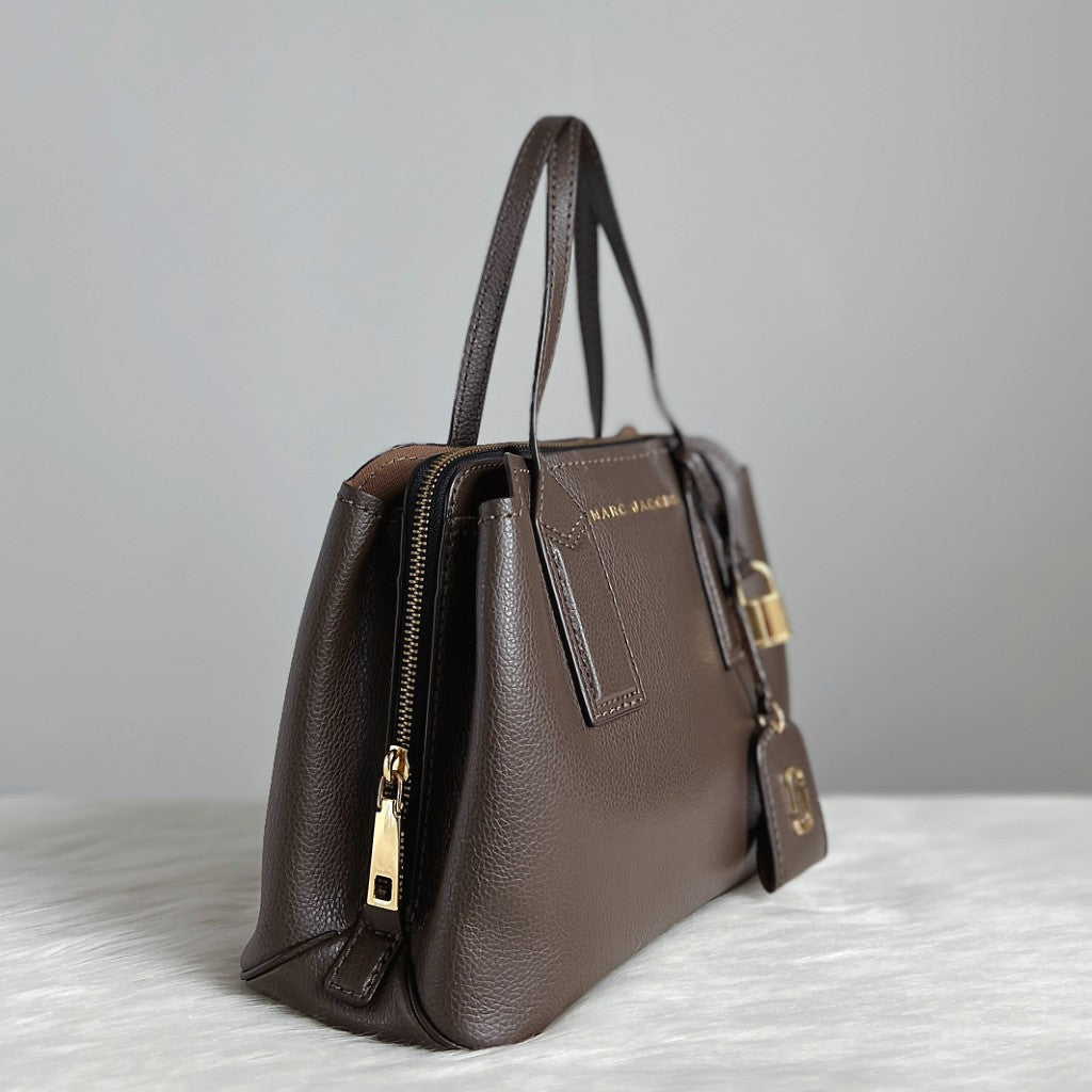 Marc Jacobs Mocha Leather Triple Compartment 2 Way Shoulder Bag Like New