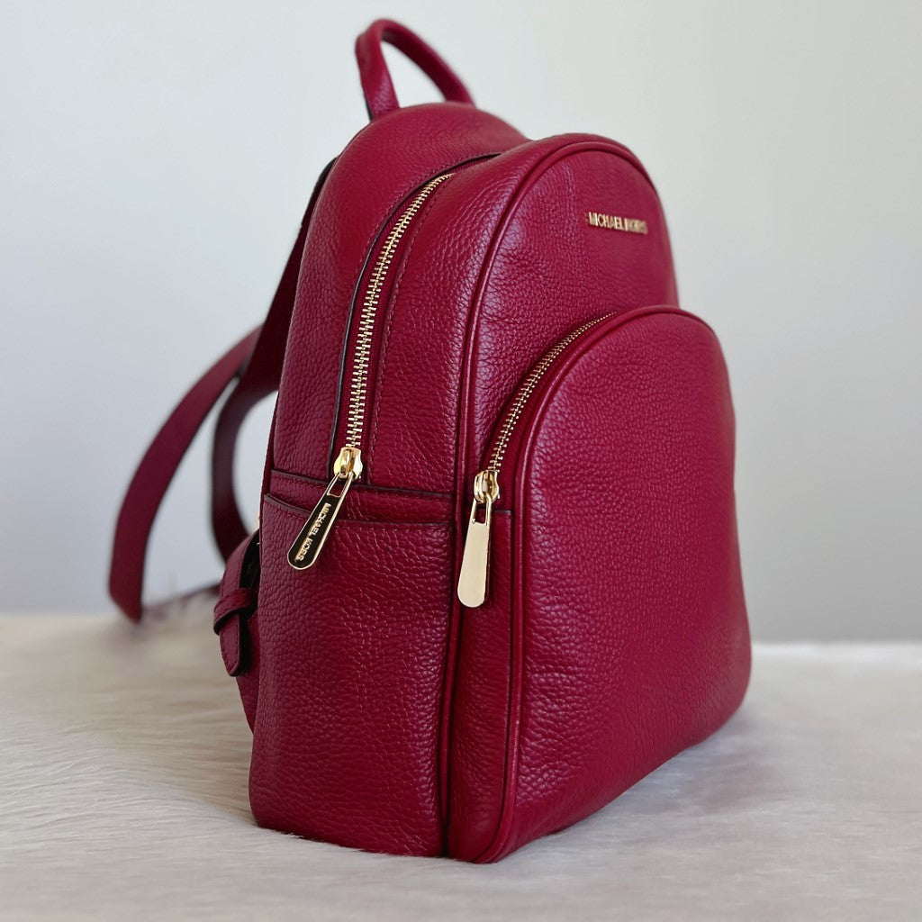 Michael Kors Maroon Leather Double Compartment Backpack Like New