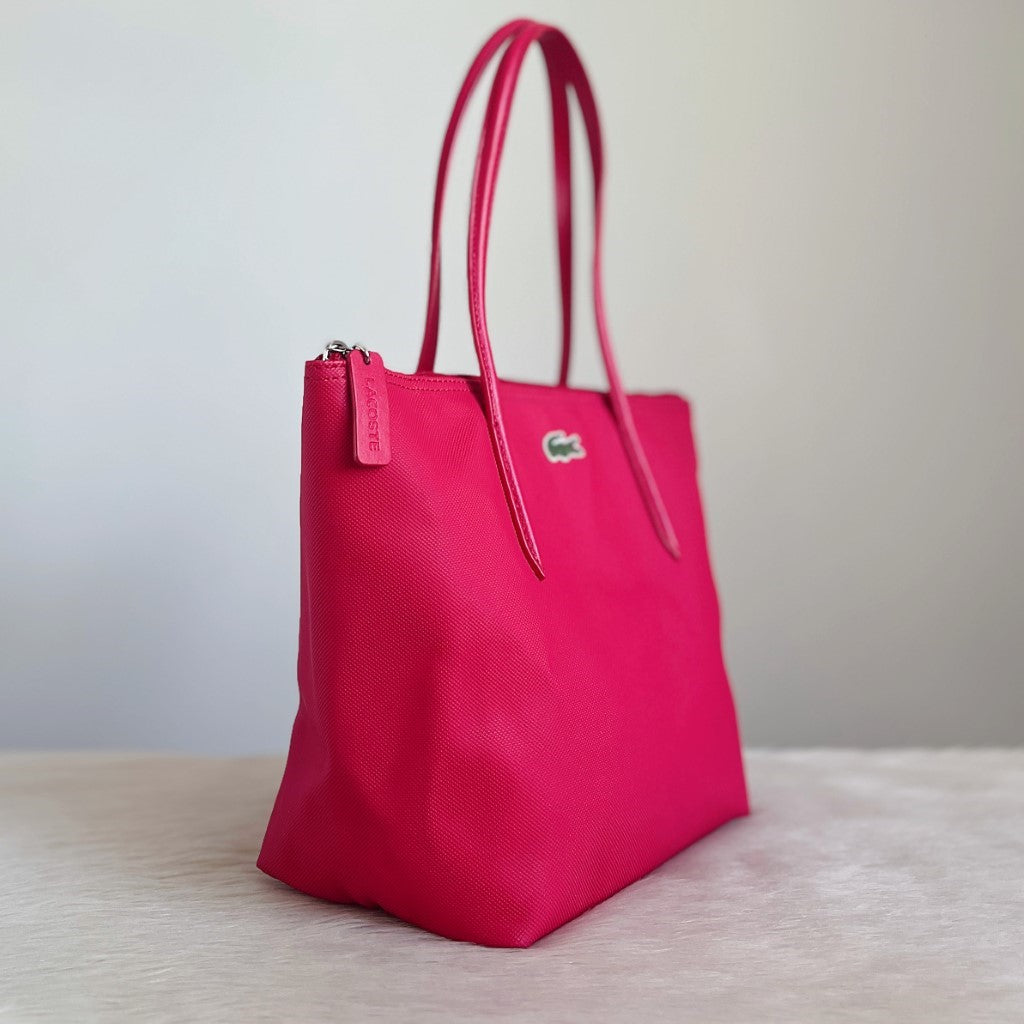 Lacoste Fuchsia Front Logo Carryall Shoulder Bag