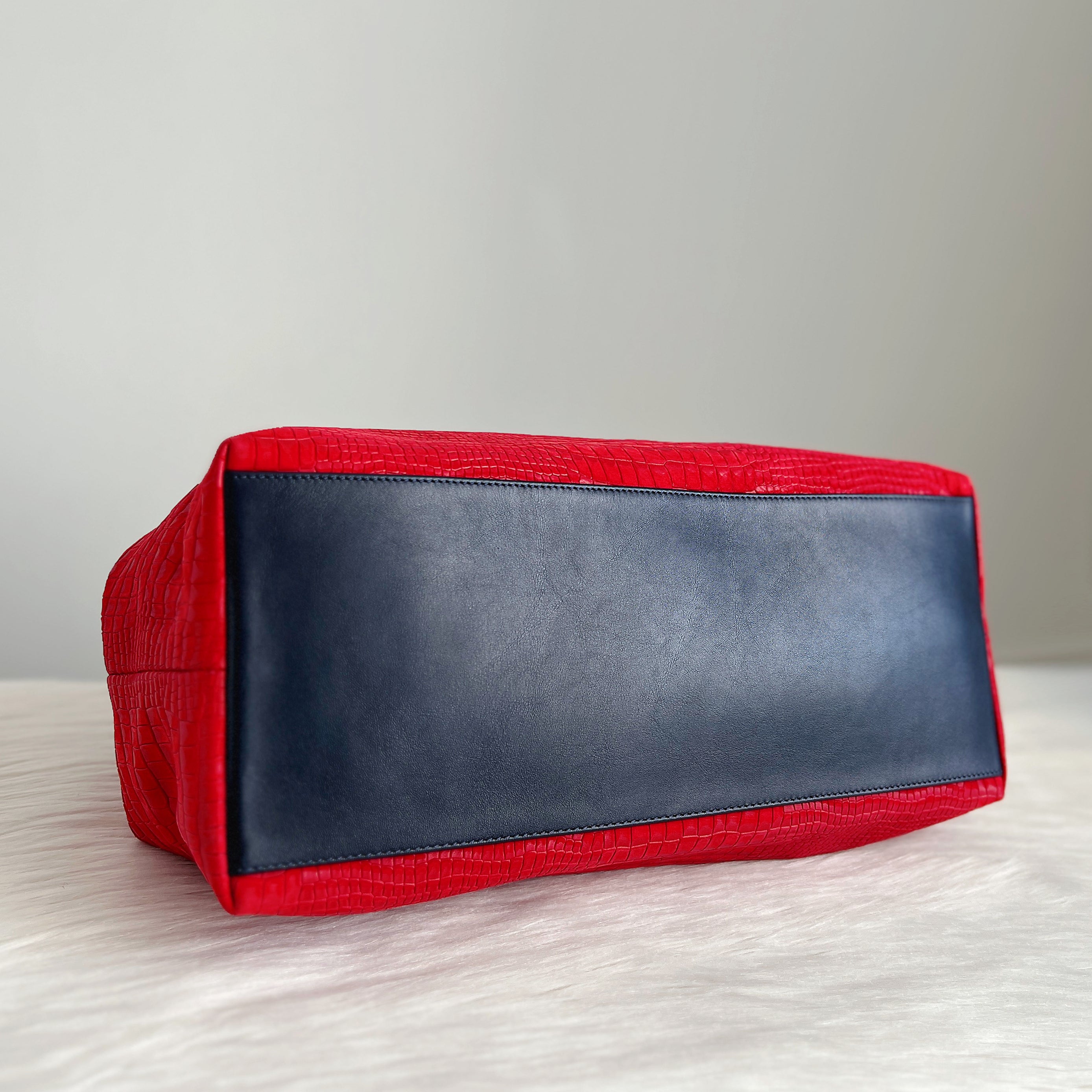 Jimmy Choo Two Tone Leather Suede Studded Carryall Shoulder Bag Excellent