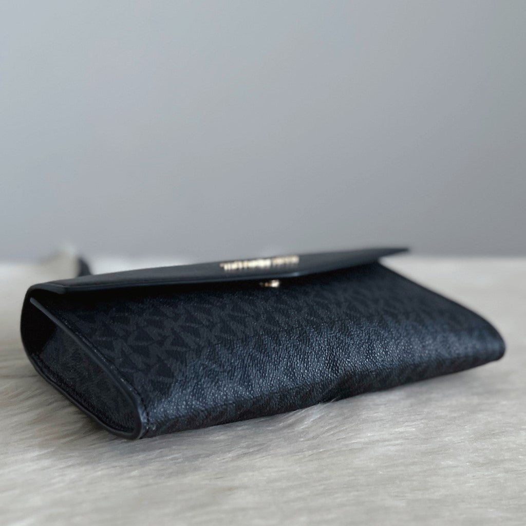 Michael Kors Black Leather Monogram Crossbody Shoulder Bag Like New
