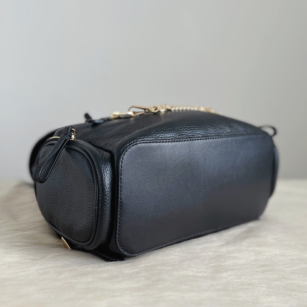 Michael Kors Black Leather Chain Detail Backpack Like New