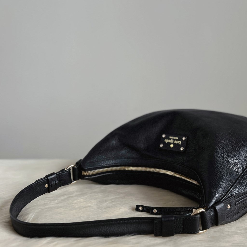 Kate Spade Black Leather Slouchy Half Moon Shoulder Bag Excellent