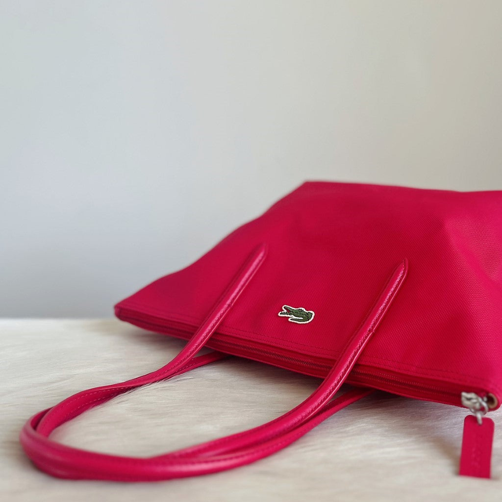 Lacoste Fuchsia Front Logo Carryall Shoulder Bag