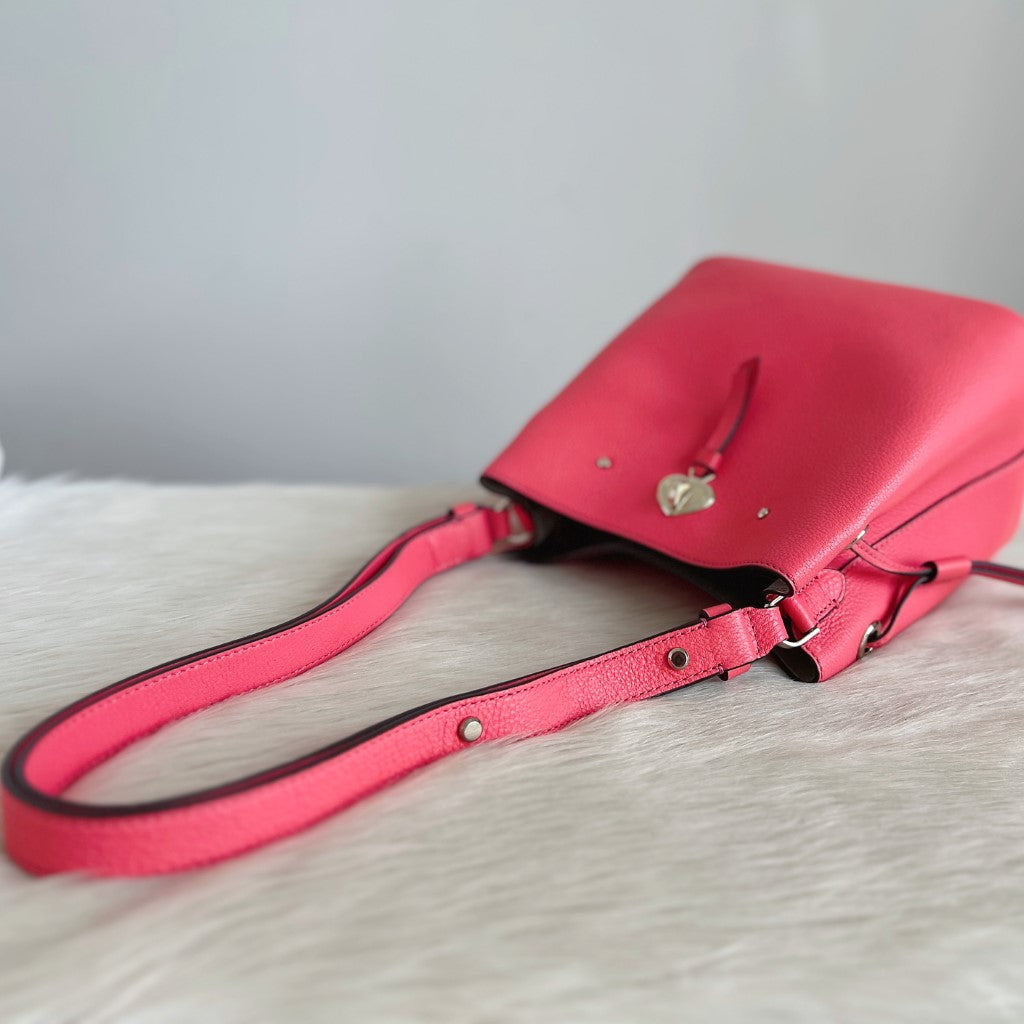 Kate Spade Pink Leather Triple Compartment Bucket Shoulder Bag