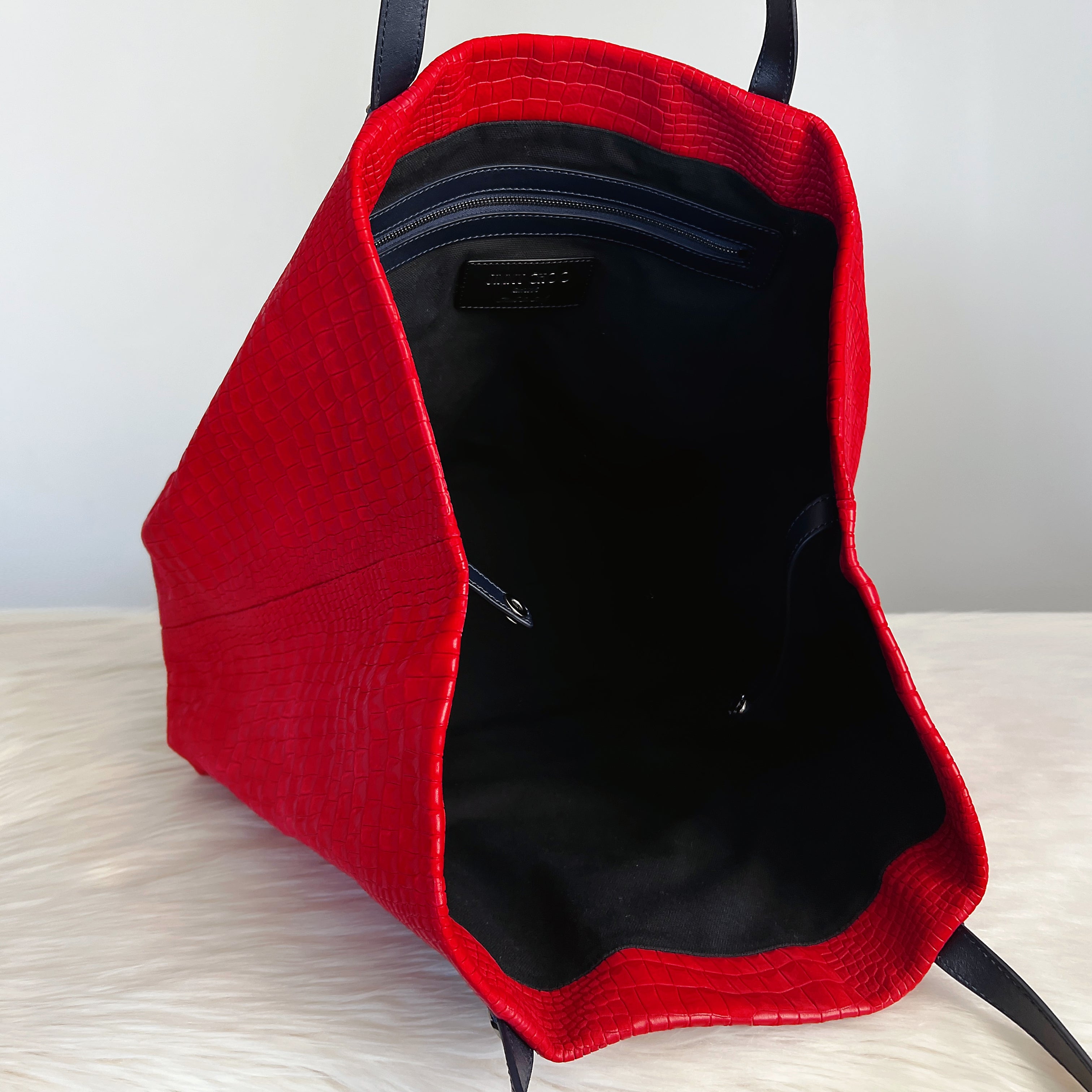 Jimmy Choo Two Tone Leather Suede Studded Carryall Shoulder Bag Excellent