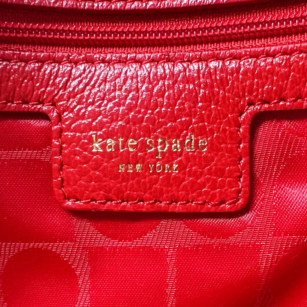 Kate Spade Red Leather Floral Pattern Boston Shoulder Bag Like New