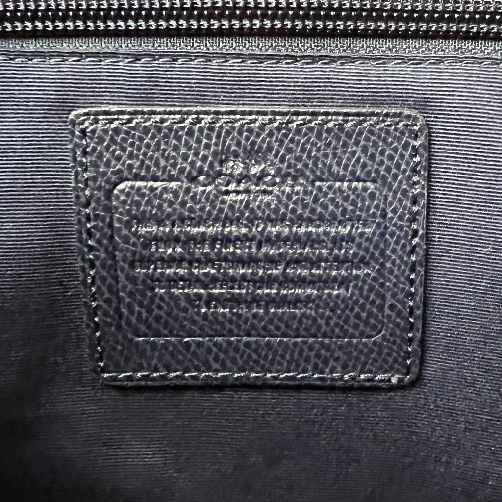Coach Navy Leather Front Logo Carryall Shoulder Bag Excellent