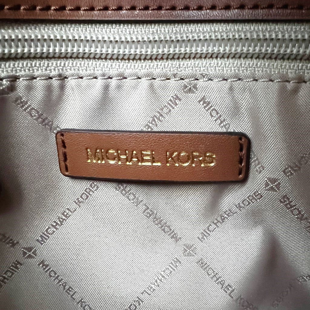 Michael Kors Caramel Leather Floral Detail 2 Way Shoulder Bag Like New