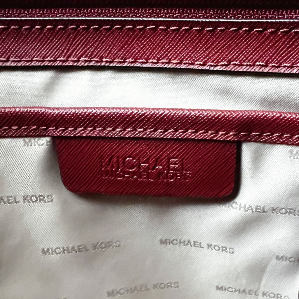 Michael Kors Rust Red Leather MK Charm Carryall Shoulder Bag Excellent