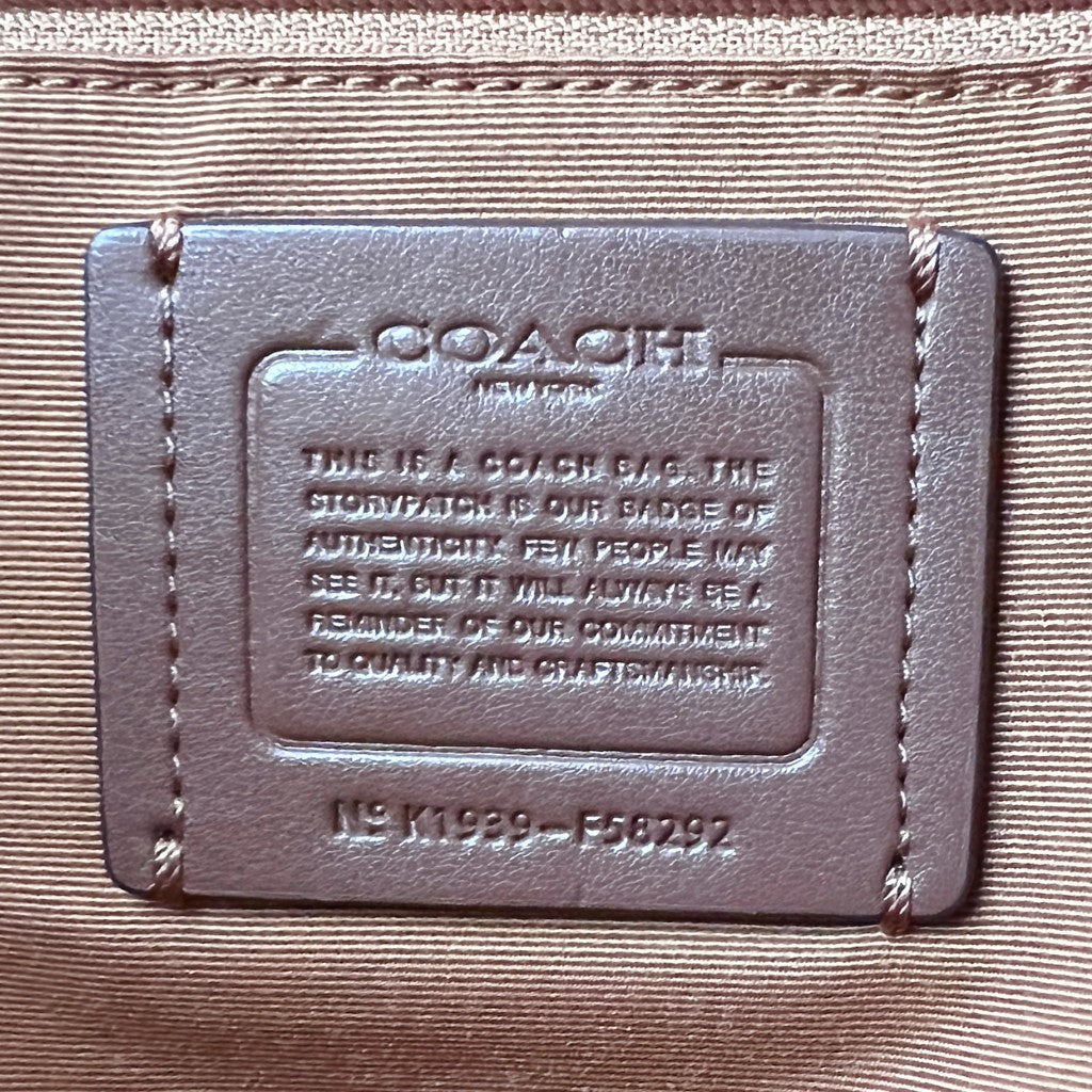 Coach White Leather Front Logo Monogram Carryall Shoulder Bag