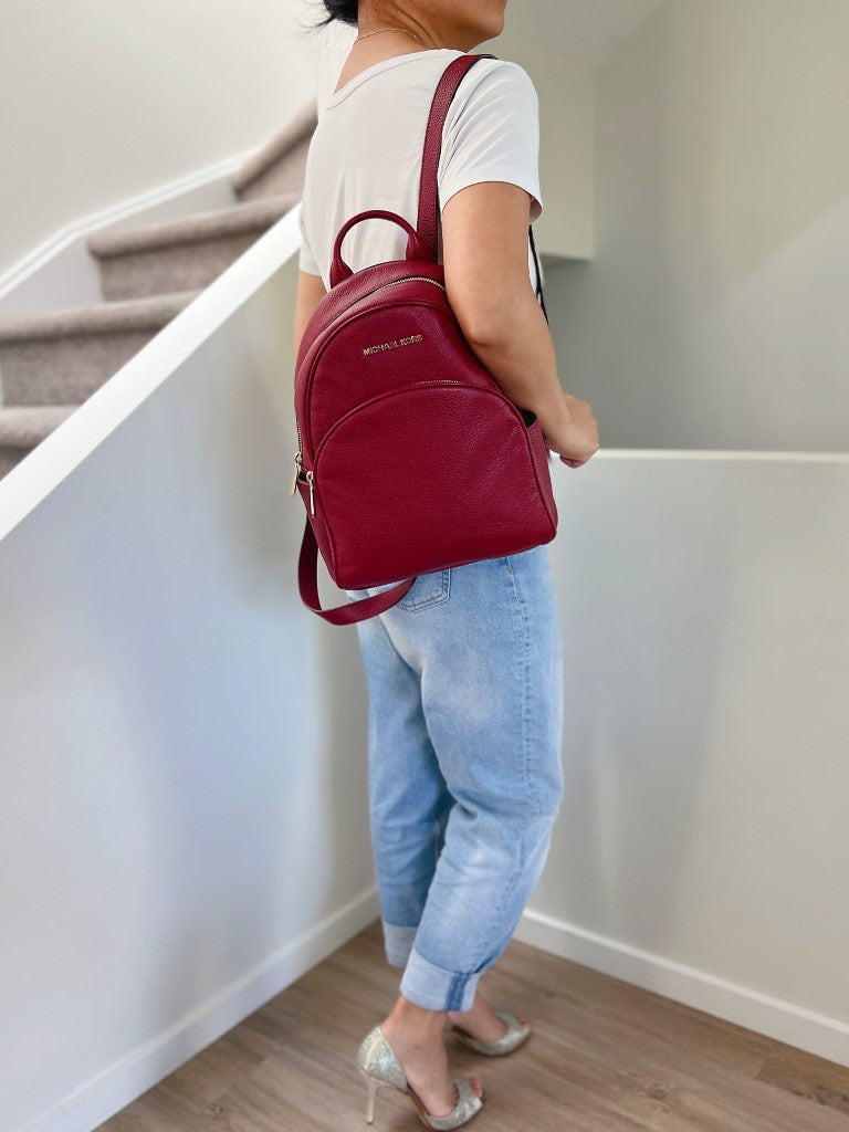 Michael Kors Maroon Leather Double Compartment Backpack Like New