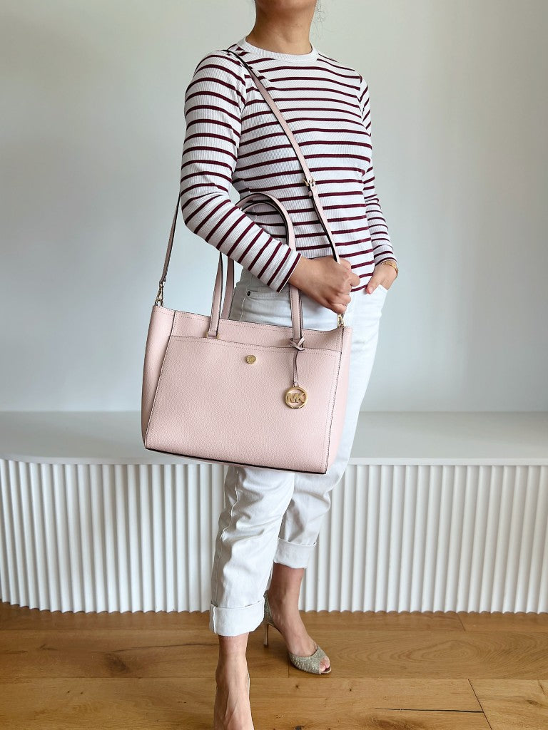 Michael Kors Pink Leather Monogram 2 Way Shoulder Bag 3 in 1 Like New