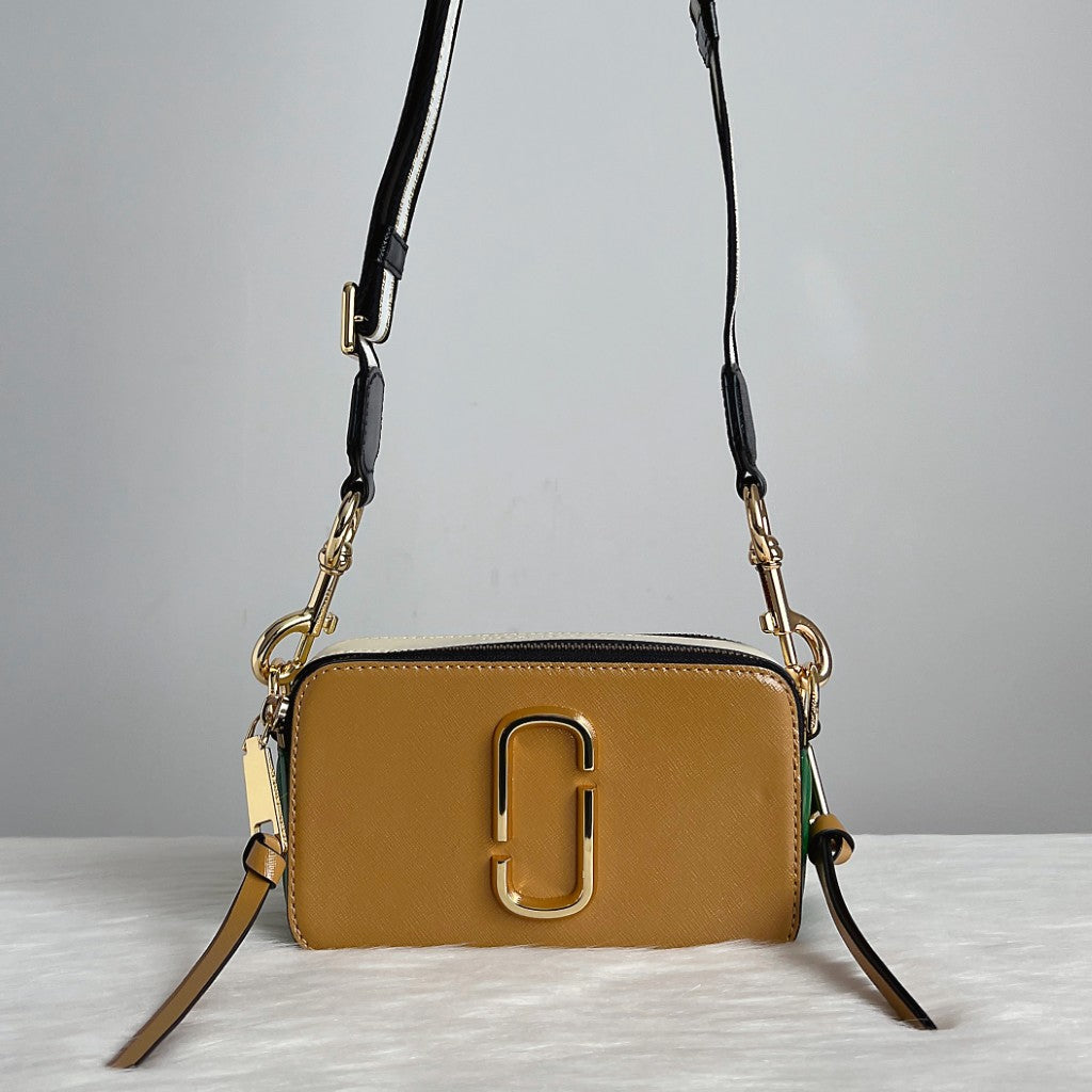 Marc Jacobs Tri-Tone Leather Camera Crossbody Shoulder Bag Excellent
