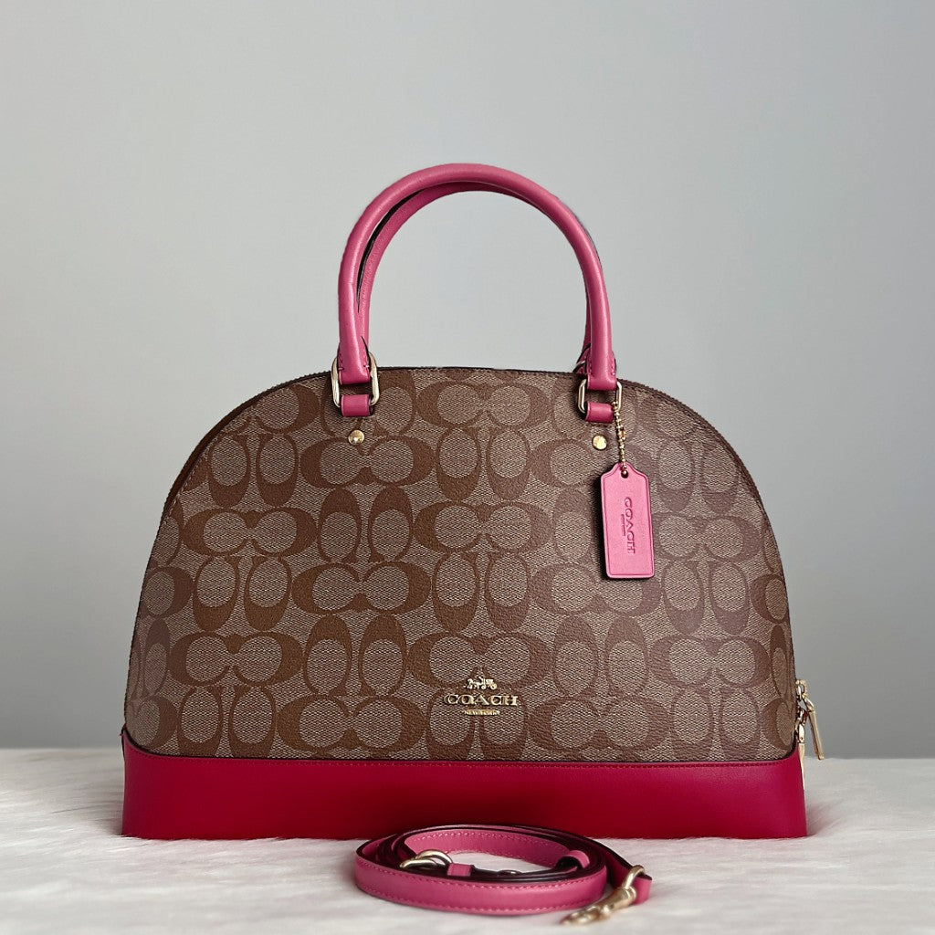 Coach Two Tone Leather Monogram Alma 2 Way Shoulder Bag Like New